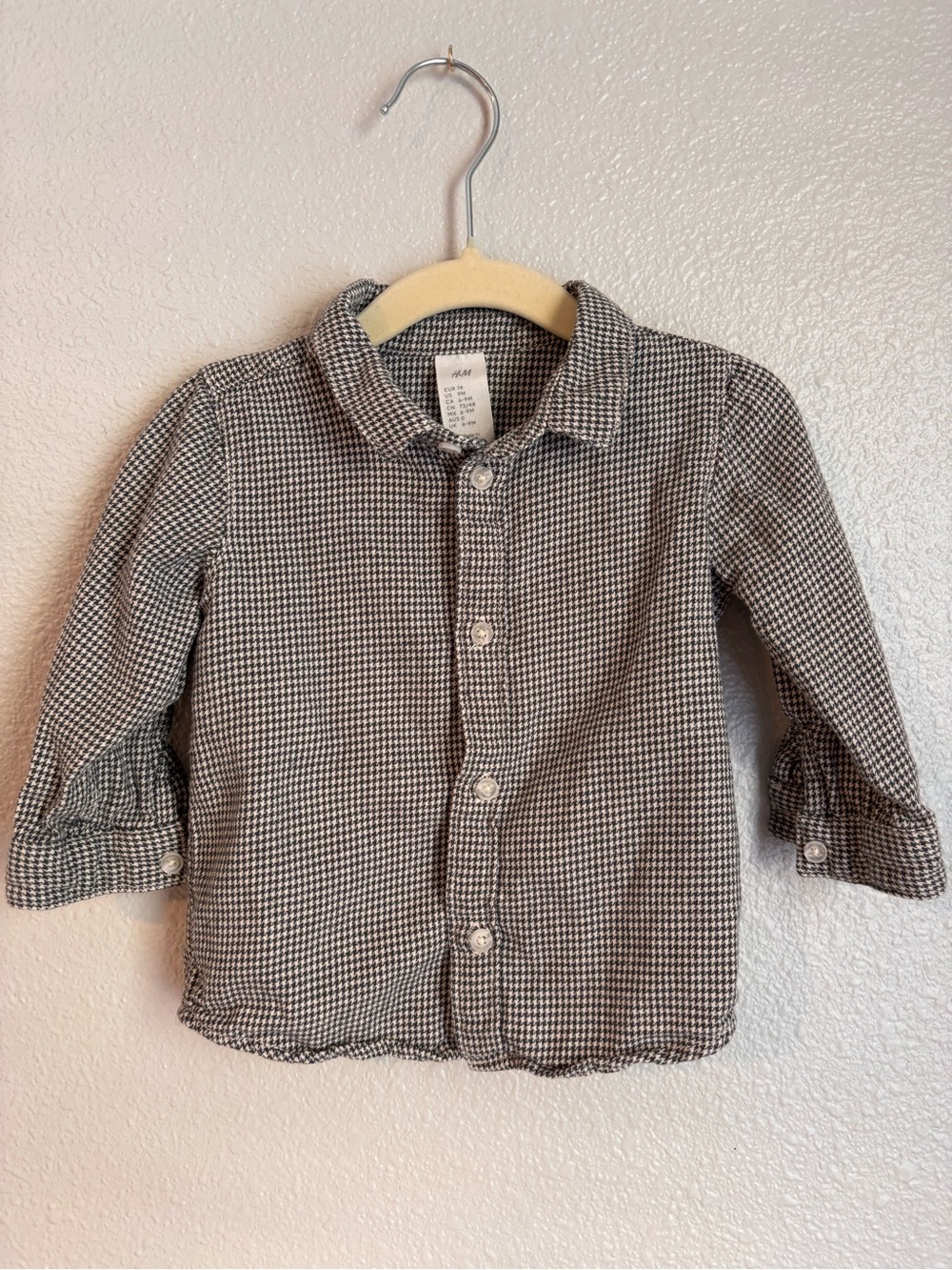 H&M Toddler hounds tooth button-up shirt in black and white